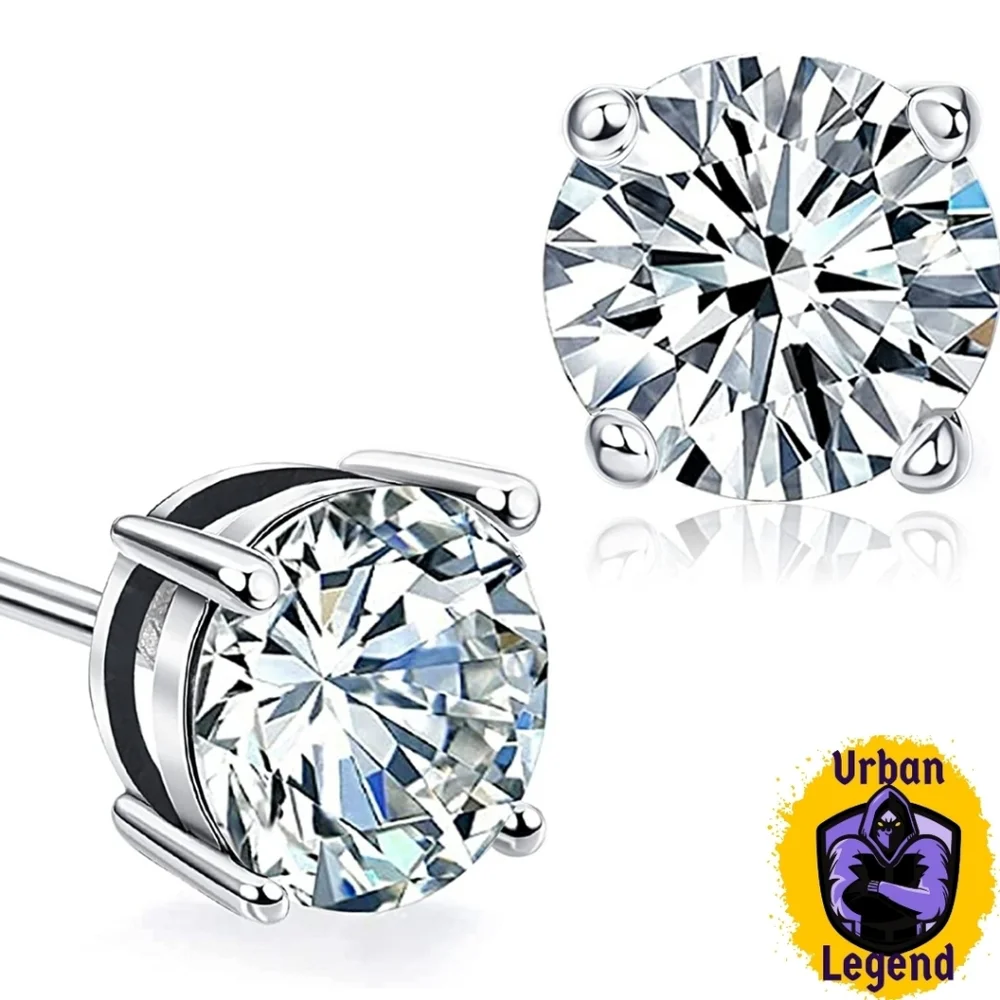 4 CT Moissanite Diamond Mens Stud Earrings
